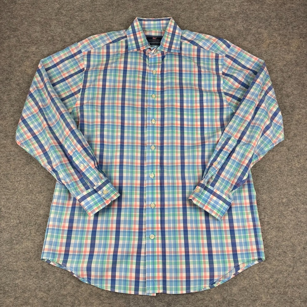 Vineyard Vines Cooper Shirt Long Sleeve Plaid Cotton Colorful Mens Medium M